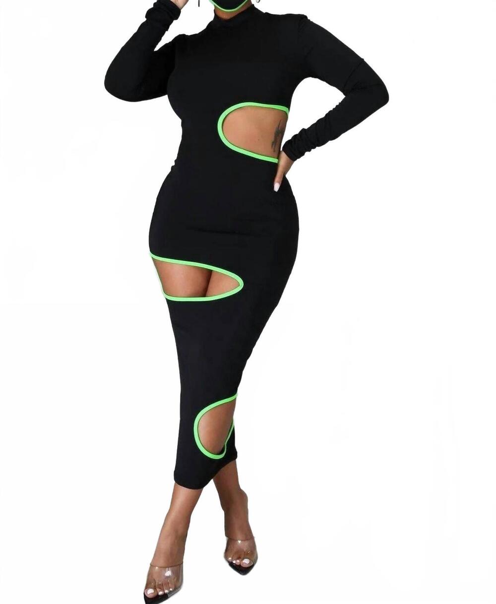 NEW GOOD TIME USA take a peek cut out midi dress in black